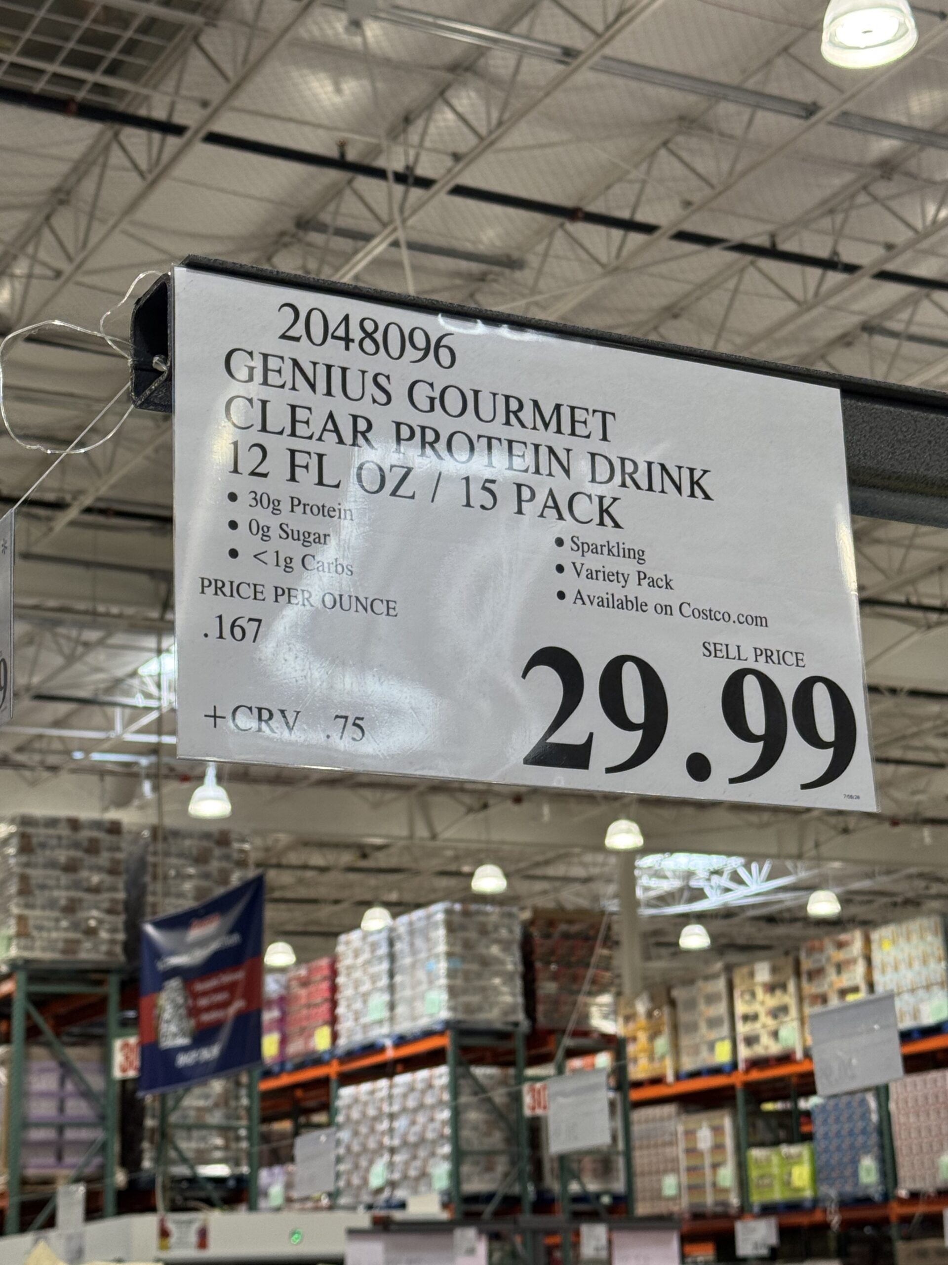 Genius Gourmet Sparkling Protein Drink - price tag