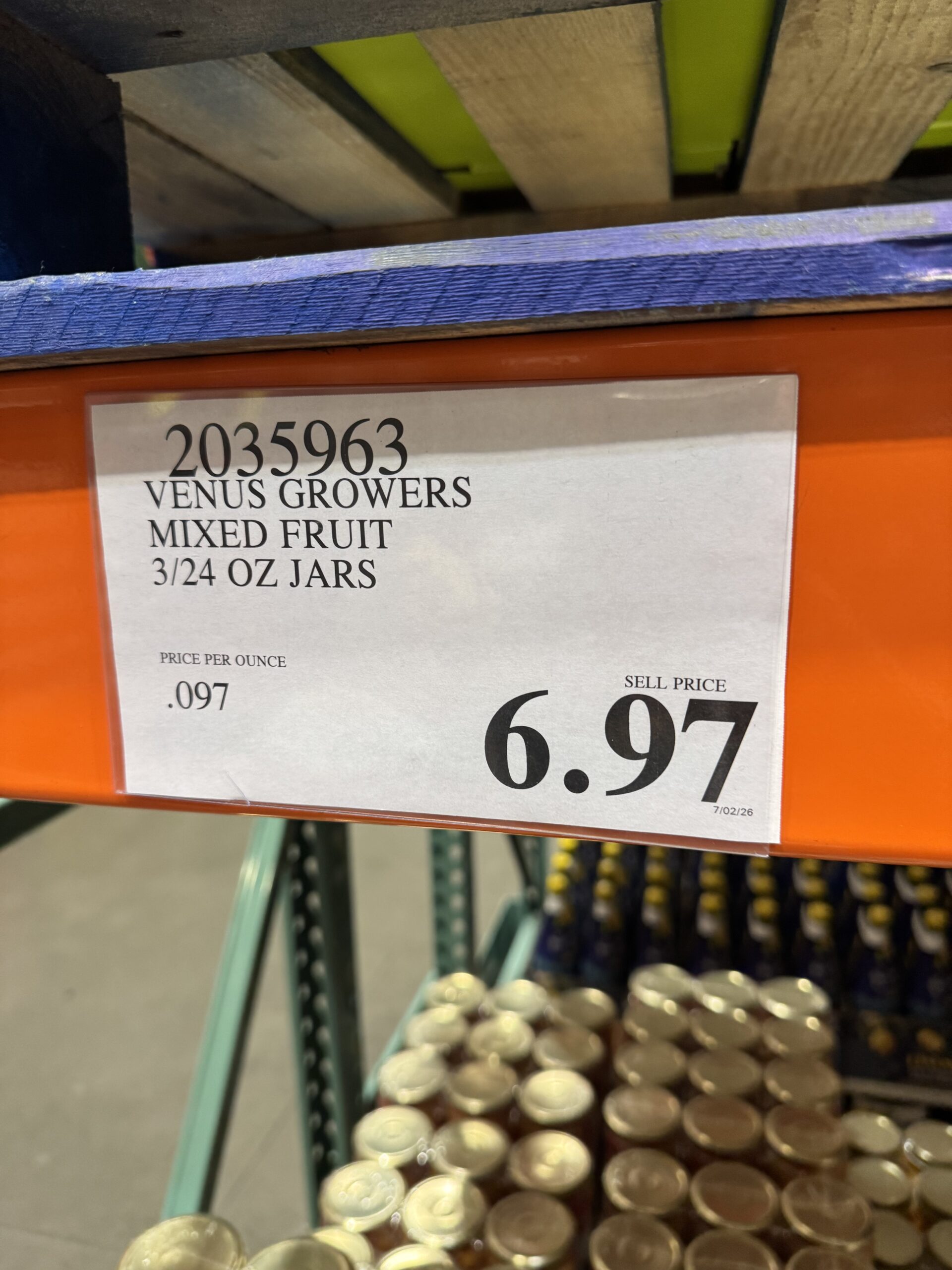 Venus Growers Mixed Fruit - price tag