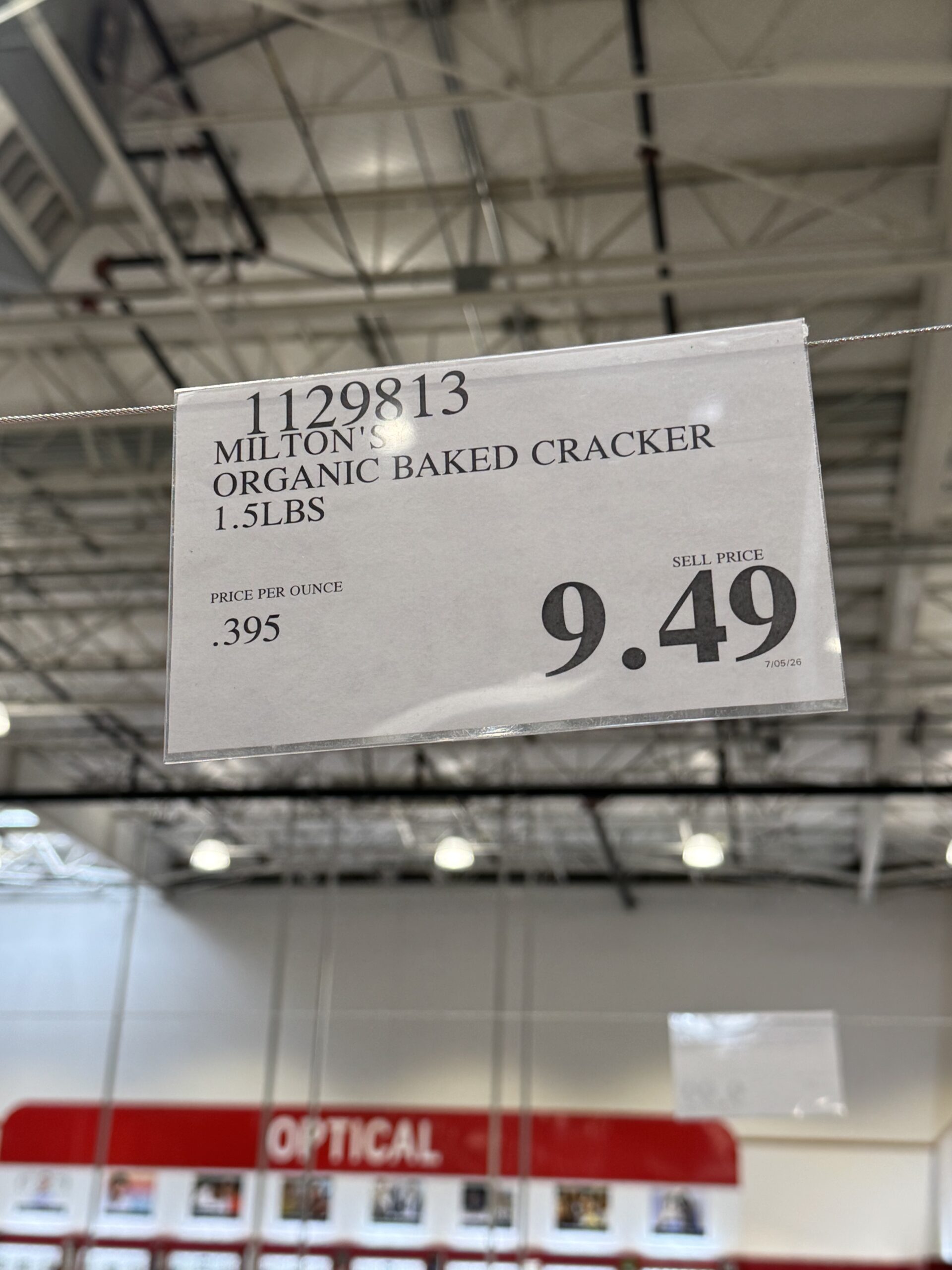 Milton's Organic Multi-Grain Gourmet Crackers - price tag