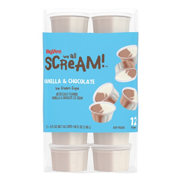 Hy-Vee Ice Cream Cups, Vanilla and Chocolate Flavored - $6.49 -> $3.99
