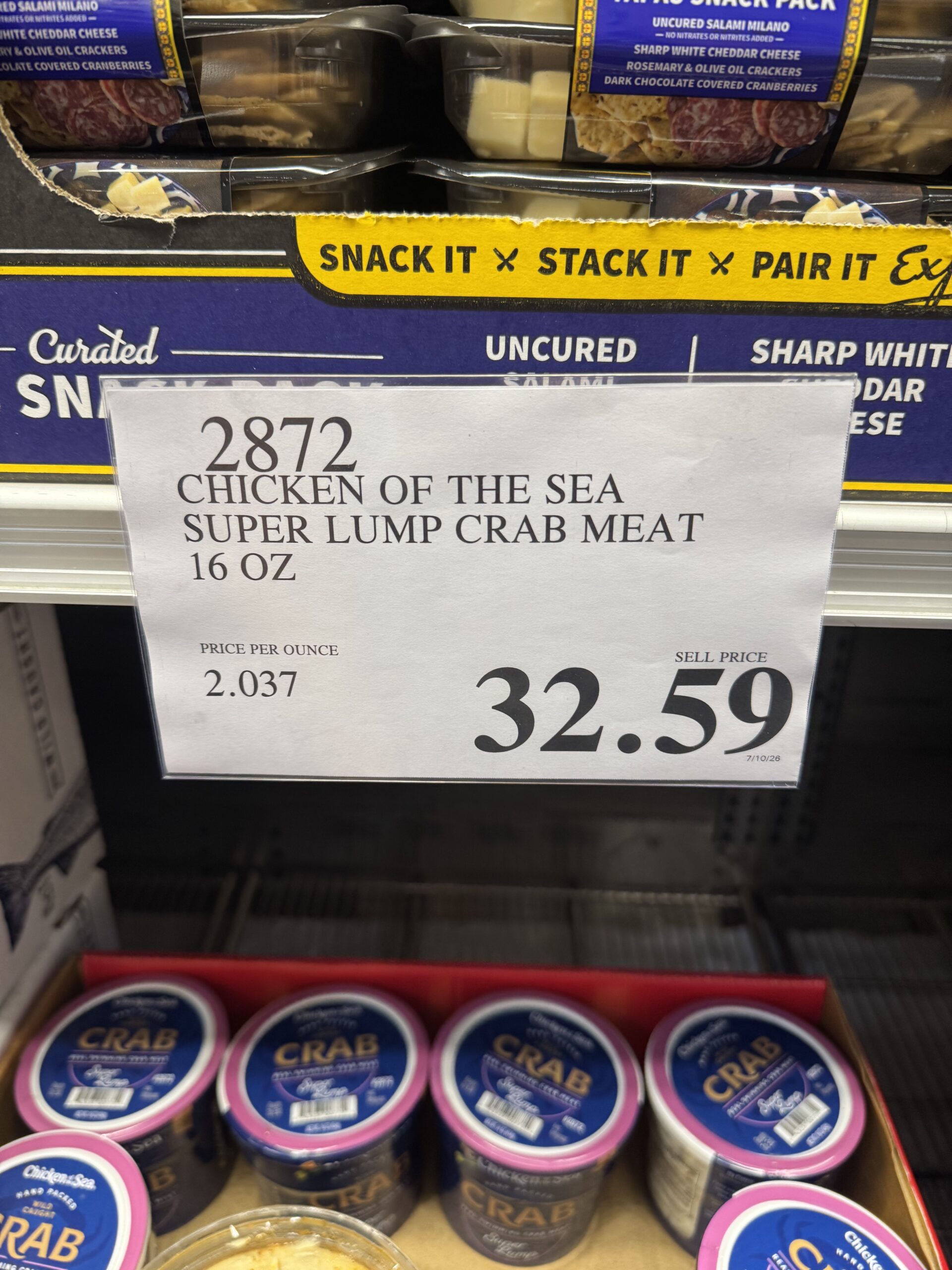 Chicken of the Sea Super Lump Crab Meat - price tag