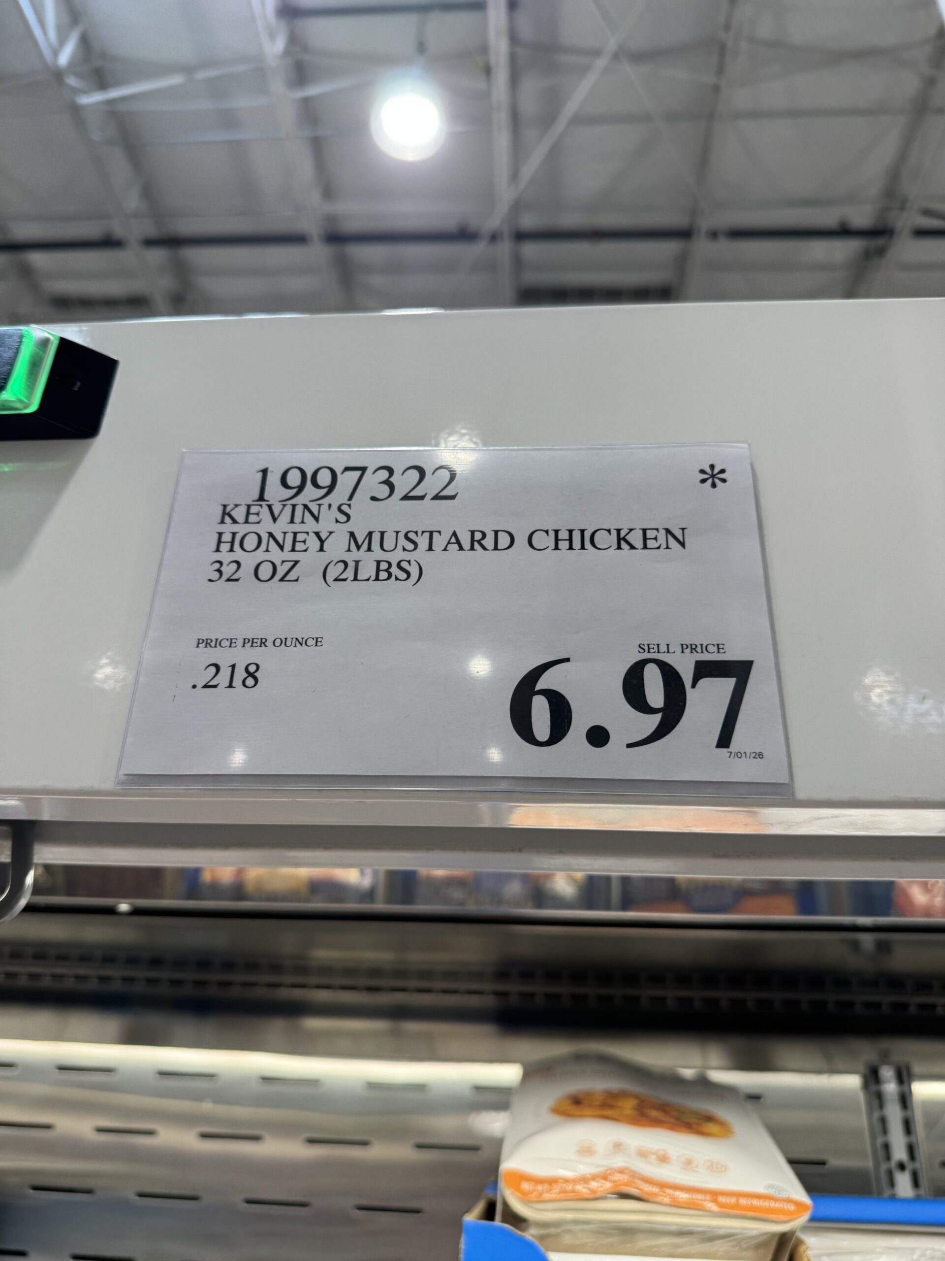 Kevin's Honey Mustard Chicken - price tag