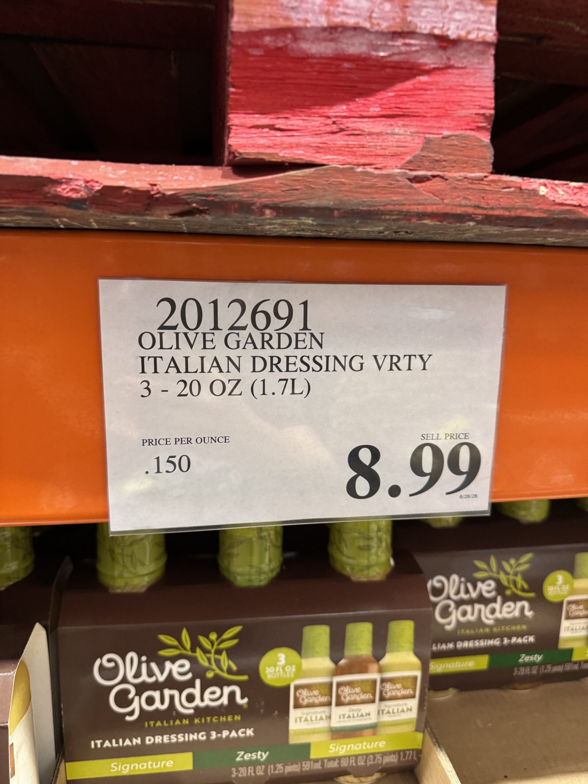 Olive Garden Italian Dressing 3-Pack - price tag