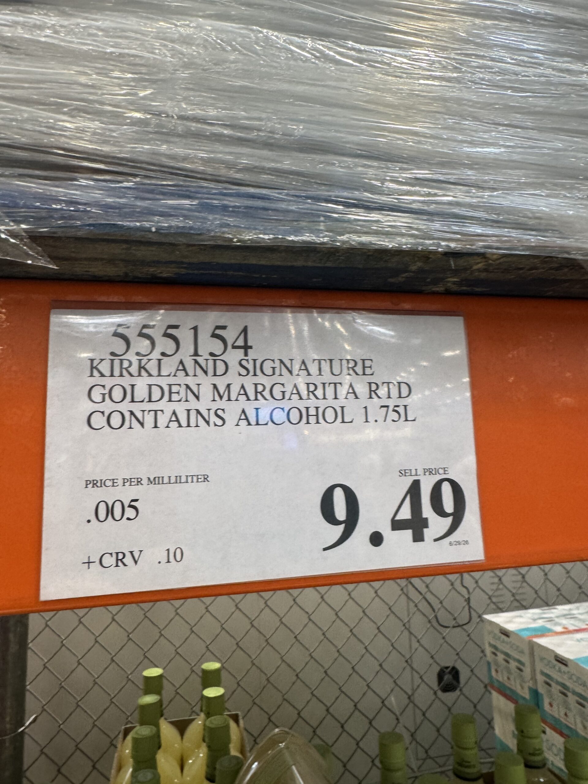 Kirkland Signature Golden Margarita - price tag