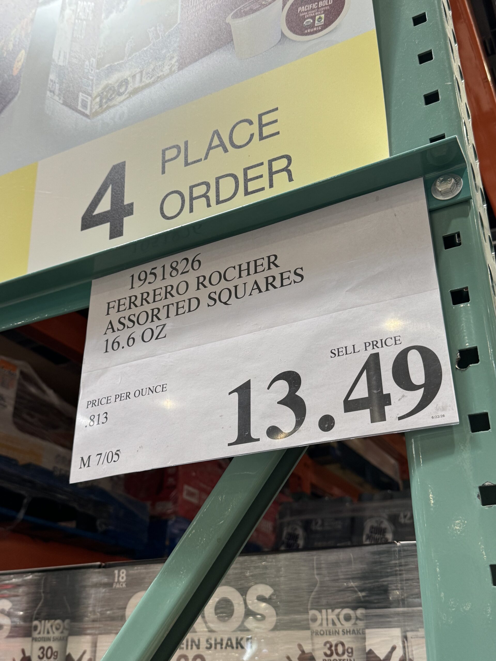 Ferrero Rocher Assorted Chocolate Squares - price tag