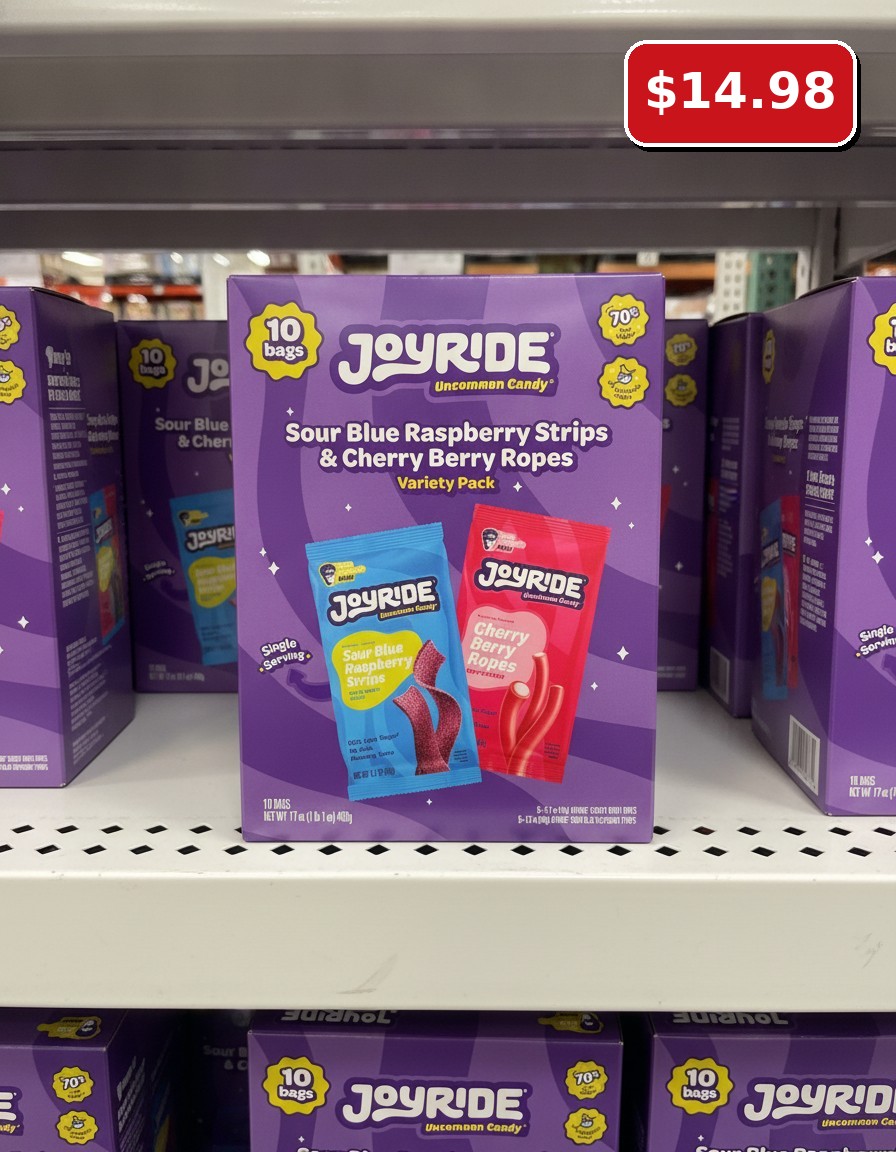 JOYRIDE Sour Blue Raspberry Strips & Cherry Berry Ropes Variety Pack