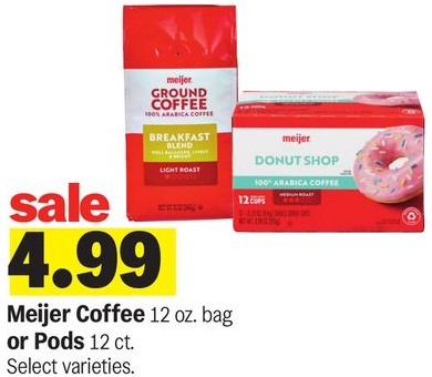 Meijer Coffee 12 oz. bag or Pods 12 ct.