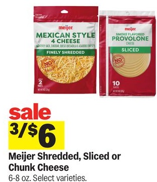 Meijer Shredded, Sliced or Chunk Cheese