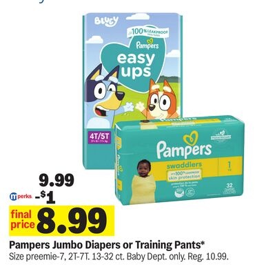 Pampers Jumbo Diapers or Training Pants*