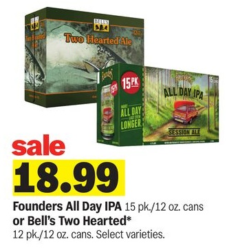 Founders All Day IPA 15 pk./12 oz. cans or Bell's Two Hearted* 12 pk./12 oz. cans
