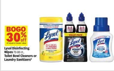 Lysol Disinfecting Wipes 70-80 ct., Toilet Bowl Cleaners or Laundry Sanitizers*