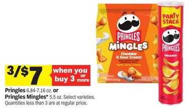Pringles 6.84-7.16 oz. or Pringles Mingles* 5.5 oz.