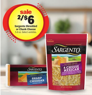 Sargento Shredded or Chunk Cheese