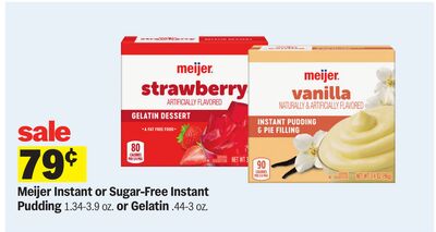 Meijer Instant or Sugar-Free Instant Pudding 1.34-3.9 oz. or Gelatin .44-3 oz.