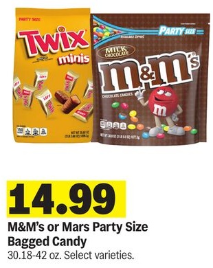 M&M's® or Mars® Party Size Bagged Candy