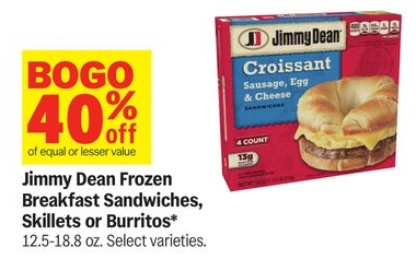 Jimmy Dean Frozen Breakfast Sandwiches, Skillets or Burritos*