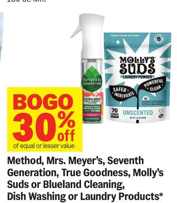 Method, Mrs. Meyer's, Seventh Generation, True Goodness, Molly's Suds or Blueland Cleaning, Dish Washing or Laundry Products*