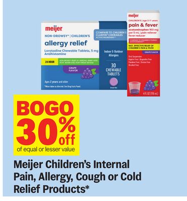 Meijer Children's Internal Pain, Allergy, Cough or Cold Relief Products*