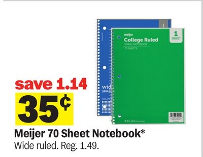 Meijer 70 Sheet Notebook*