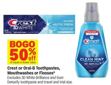 Crest or Oral-B Toothpastes, Mouthwashes or Flosses*