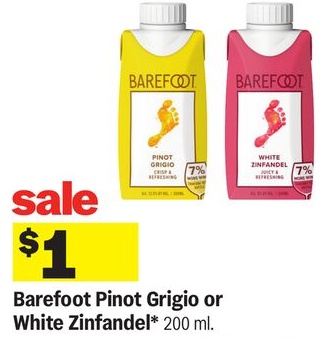 Barefoot Pinot Grigio or White Zinfandel*
