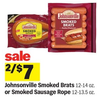 Johnsonville Smoked Brats 12-14 oz. or Smoked Sausage Rope 12-13.5 oz.