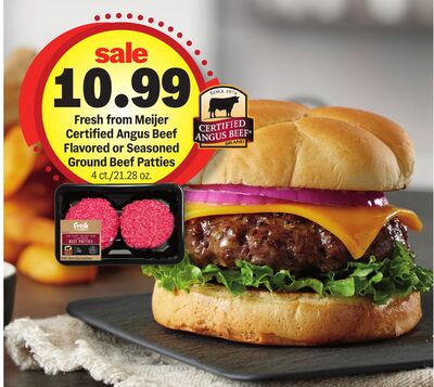 Fresh from Meijer Certified Angus Beef Flavored or Seasoned Ground Beef Patties