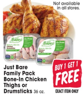 Just Bare Family Pack Bone-In Chicken Thighs or Drumsticks