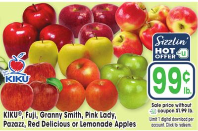 KIKU® Fuji, Granny Smith, Pink Lady, Pazazz, Red Delicious or Lemonade Apples