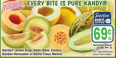 Kandy® Lemon Drop, Hami Gold, Canary, Golden Honeydew or Santa Claus Melons