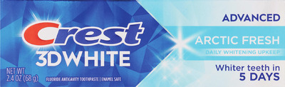 ANY Crest 3D White 2.4 oz, Stain Eraser 3.8 oz, Pro-Health 3.5-4.3 oz, Plus 5.4 oz, 3in1 4.6 oz paste, Oral-B Charcoal, Advanced Whitening brush 1 ct., Scope Outlast or Crest Pro-Health Clean Mint 500mL.