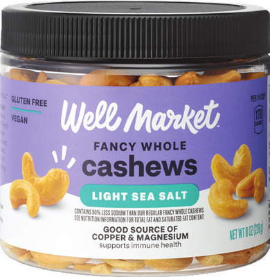 Well Market cashews (excludes chocolate cashews) 8 oz