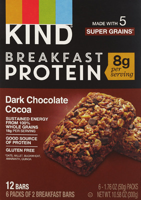 Kind breakfast, protein 6 pk. or healthy grains energy bars 5 ct.