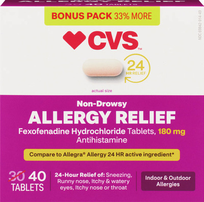 CVS Brand adult allergy relief (excludes ALL products with pseudoephedrine or ephedrine)