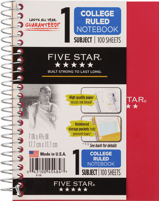 Mead Five Star 1 subject notebook