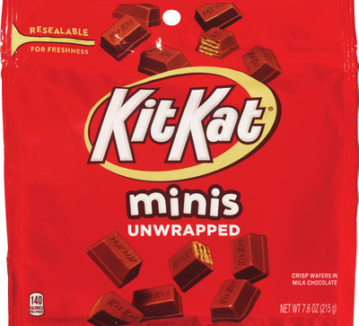 Hershey's 6-9 oz, Popped snack mix, dipped pretzels 8-8.5 oz, Turtles Bites 6.3 oz, barkThins 4.7 oz, Sanders 7 oz or Brookside pouches 7 oz