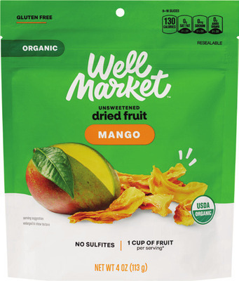 Well Market dried fruit 0.85-1.3 oz or 4-6 oz.