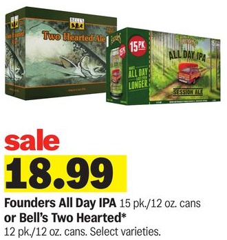 Founders All Day IPA 15pk./12 oz. cans or Bell's Two Hearted* 12 pk./12 oz. cans