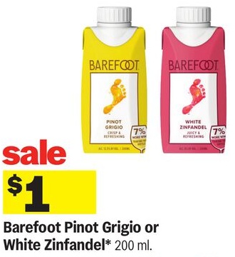 Barefoot Pinot Grigio or White Zinfandel*