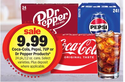 Coca-Cola, Pepsi, 7UP or Dr Pepper Products*