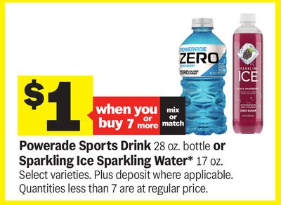 Powerade Sports Drink 28 oz. bottle or Sparkling Ice Sparkling Water* 17 oz.
