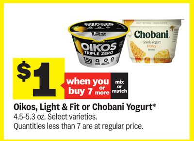 Oikos, Light & Fit or Chobani Yogurt*
