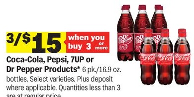 Coca-Cola, Pepsi, 7UP or Dr Pepper Products*