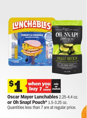 Oscar Mayer Lunchables 2.25-4.4 oz. or Oh Snap! Pouch* 1.5-3.25 oz.