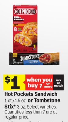 Hot Pockets Sandwich 1 ct./4.5 oz. or Tombstone Stix* 3 oz