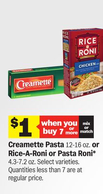 Creamette Pasta 12-16 oz. or Rice-A-Roni or Pasta Roni*