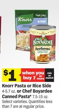 Knorr Pasta or Rice Side 4-5.7 oz. or Chef Boyardee Canned Pasta* 7.5-15 oz.