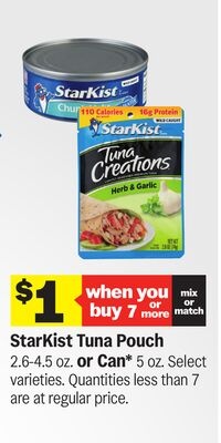StarKist Tuna Pouch 2.6-4.5 oz. or Can* 5 oz.
