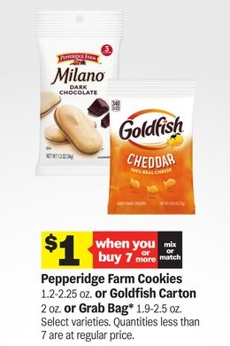 Pepperidge Farm Cookies 1.2-2.25 oz. or Goldfish Carton 2 oz. or Grab Bag* 1.9-2.5 oz.