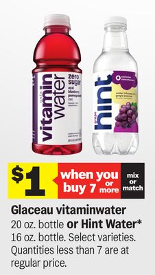 Glaceau vitaminwater 20 oz. bottle or Hint Water* 16 oz. bottle